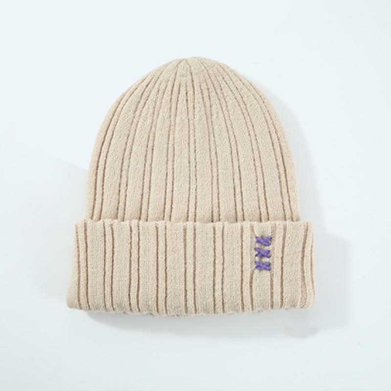 Новый конфетный цвет ручной работы дизайн универсальный осенне-зимний персонализированный мужской и женский однотонный вязаный колпак из вилочной шерсти, теплая шапка, тренд