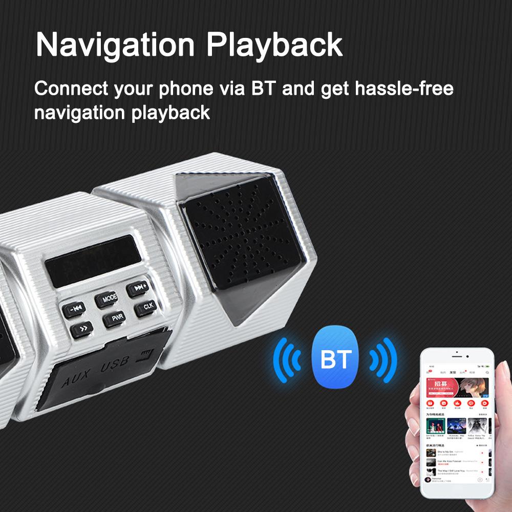 Мотоциклетный стереодинамик BT Крепление на руль MP3-плеер Аудиоусилитель Система Водонепроницаемый Поддержка USB TF-карты AUX
