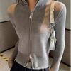 Autumn and Winter Stand-up Collar Stylish Design, Double-zipper Long-sleeved Knitted Cardigan, Slimming Top, Sweater Coat for Women