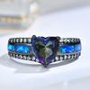European and American Fashion Style Black Gold Inlaid Colorful Heart Shaped Ring and Bracelet Accessory
