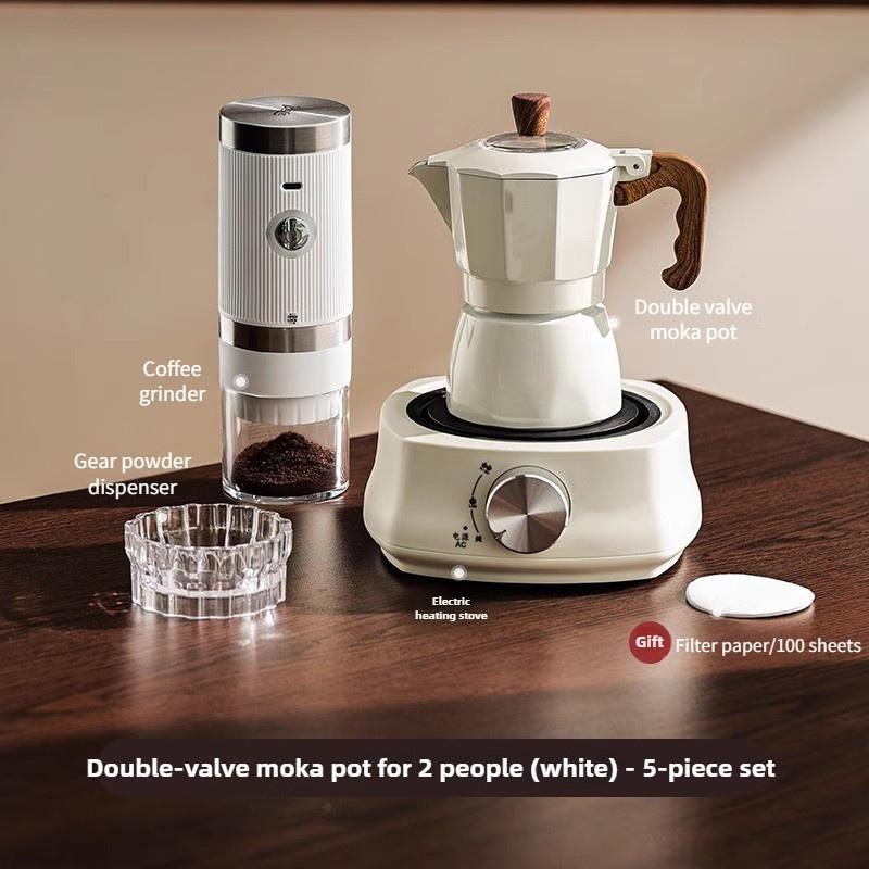 Двухклапанная мока-кофеварка Бытовая маленькая с ручным приводом Итальянская кофемашина Уличный набор кофейника для электрической плиты