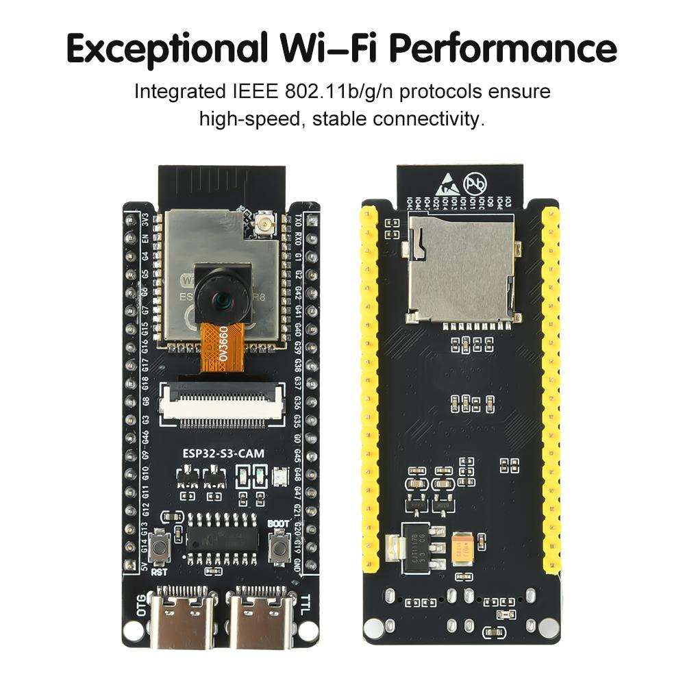 Плата разработки ESP32-S3-CAM Wi-Fi Bt Core Board с встроенным модулем камеры Ov3660, модуль Esp32-S3-N16R8, CH340, двойной Type-C