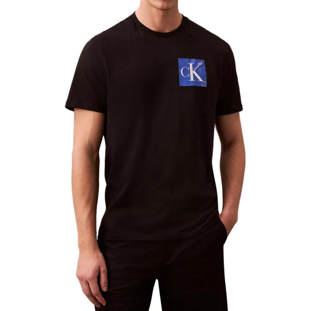 Calvin Klein Минималистичная Удобная Универсальная Футболка с Клетчатым Узором с Коротким Рукавом Мужские Топы Черный 4RB837G-001