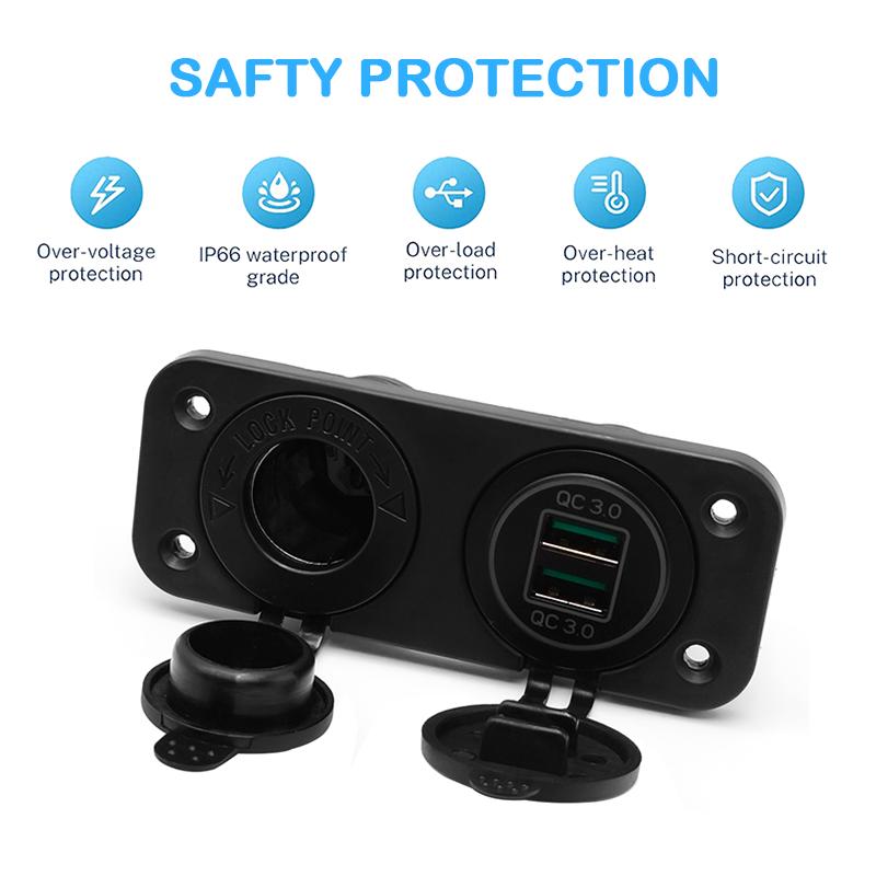 36 Вт QC3.0 USB-разъем для панели водонепроницаемый быстрая зарядка двойной USB-разъем адаптер для автомобиля лодки автофургона мотоцикла