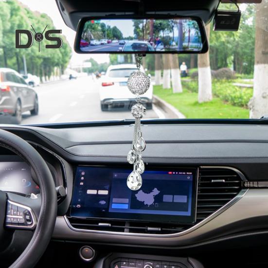 Автомобильная подвеска со сверкающими стразами из нержавеющей стали и преломляющим искусственным хрустальным шаром для комплимента в гламурный интерьер