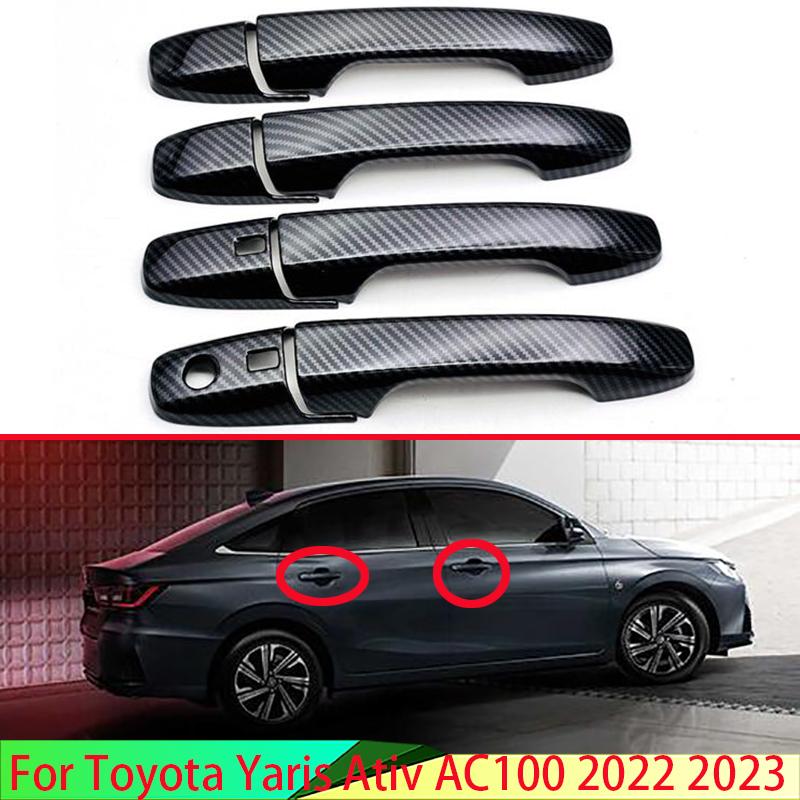 For Toyota Yaris Ativ AC100 Car Accessories ABS Chrome Door Handle Cover With Smart Key Hole Catch Cap Trim Molding