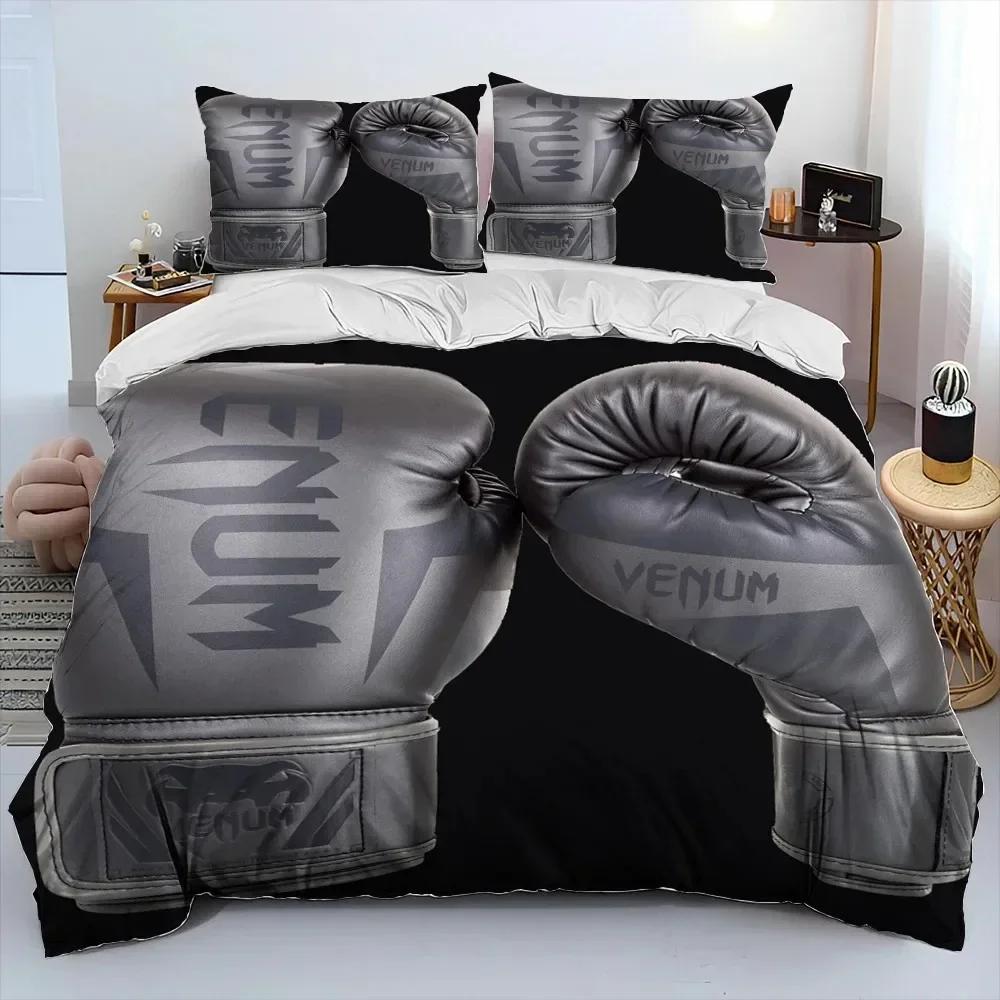 3PCS Bedding Set Red Boxing Gloves Boxer Fight Bedding Set,Duvet Cover Bed Set Quilt Cover Pillowcase,King Queen Size Adult