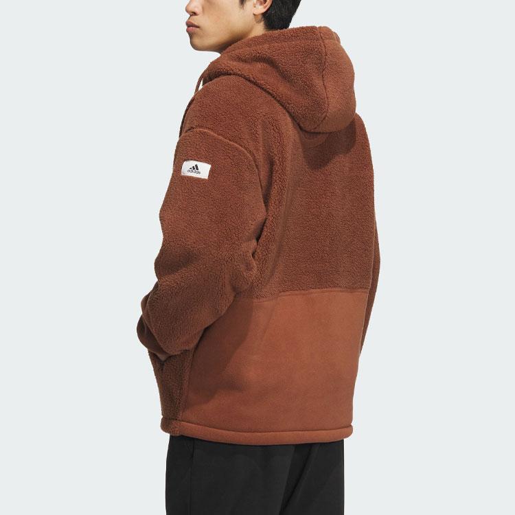 Adidas Lounge Jacket Solid Color Logo Casual Sport Jacket Men Outerwear Brown IP4975