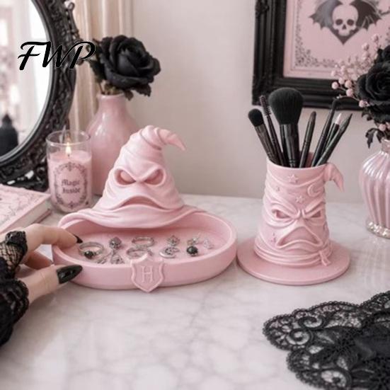 Unique Witchy Office Supplies Wizard Hat Storage Box, Gothic Desk Organizer for Makeup Brushes And Multipurpose Tool Container Pens, Dark Academia