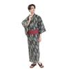 Fuuka Yukata Set Includes Waist and Geta Size and Hemp Leaf Pattern Z3210BMB251 Men's (4 Pieces) - Obi, Cord, (Geta) - M, Black, Green, (Wine) -