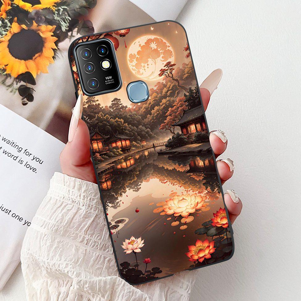 Для Infinix Hot 10 Чехол Силиконовый Милый Кот Модные Цветы Роскошная Расписная Задняя Крышка Для Чехла Телефона Inifnix Hot 10 X682B X682C