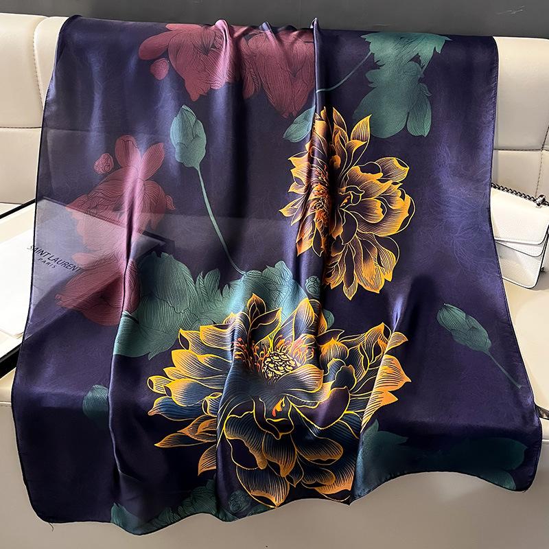 Women Scarf Silk Scarves Spring And Summer Fashion Printing Shawl Temperament Long Wrap Thin For Travel Warm Neck Sun Protection