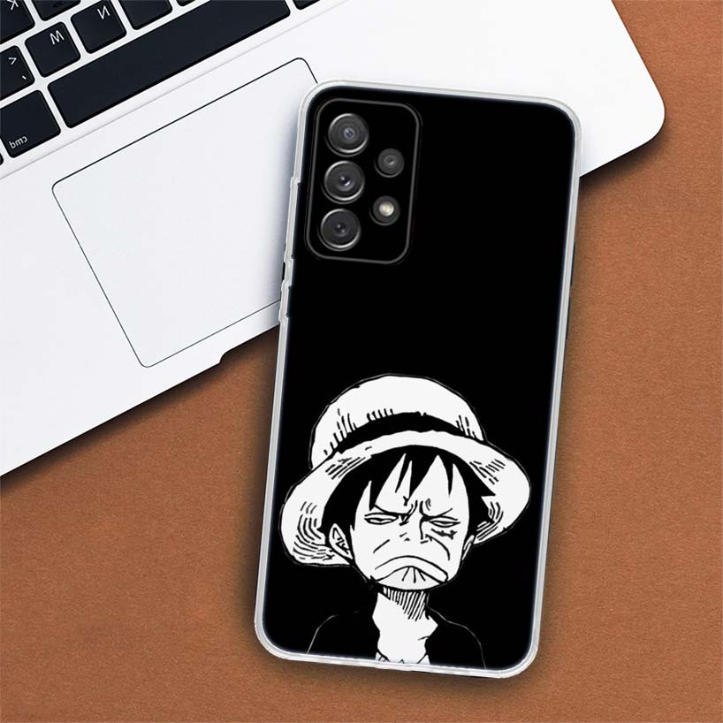One Piece Black Art Crtoon Phone Case For Samsung Galaxy A53 A52 A73 A72 A12 5G A13 A22 A23 A32 A33 A02S A03S A42 A43 A50S Coque