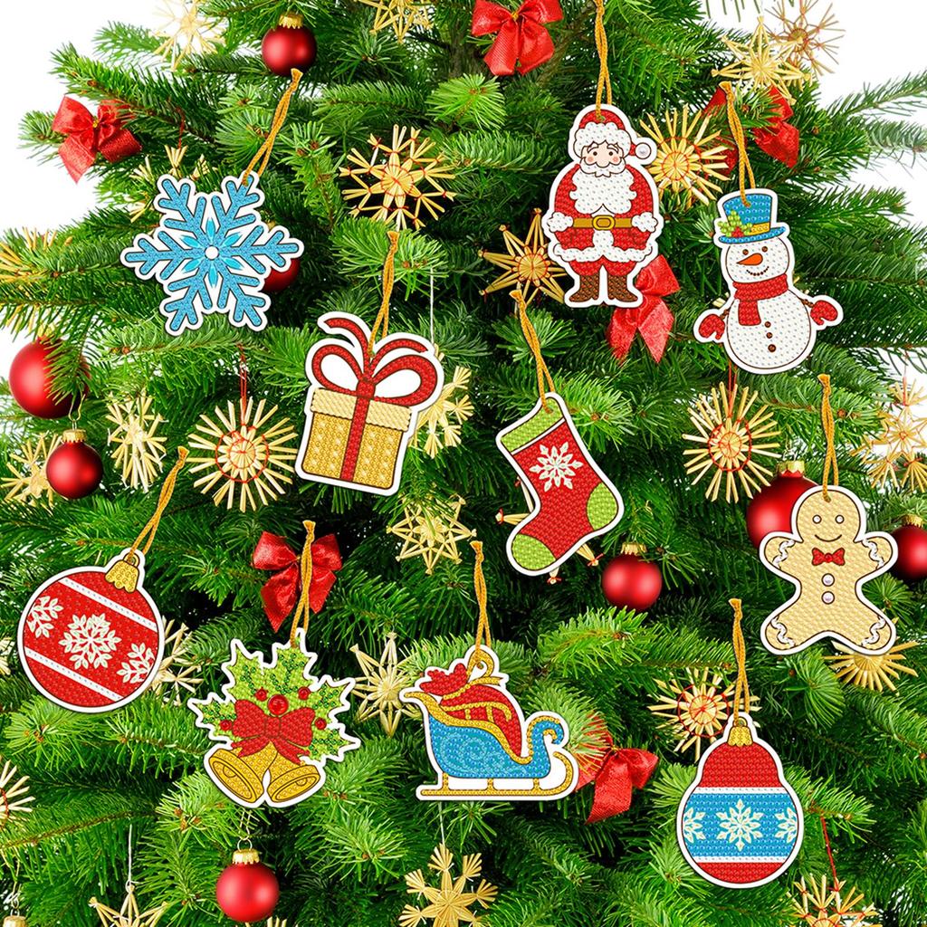 Merry Christmas Pendant DIY Diamond Mosaic Ornaments Christmas Tree Hanging Decoration Party Friends Gift Supplies