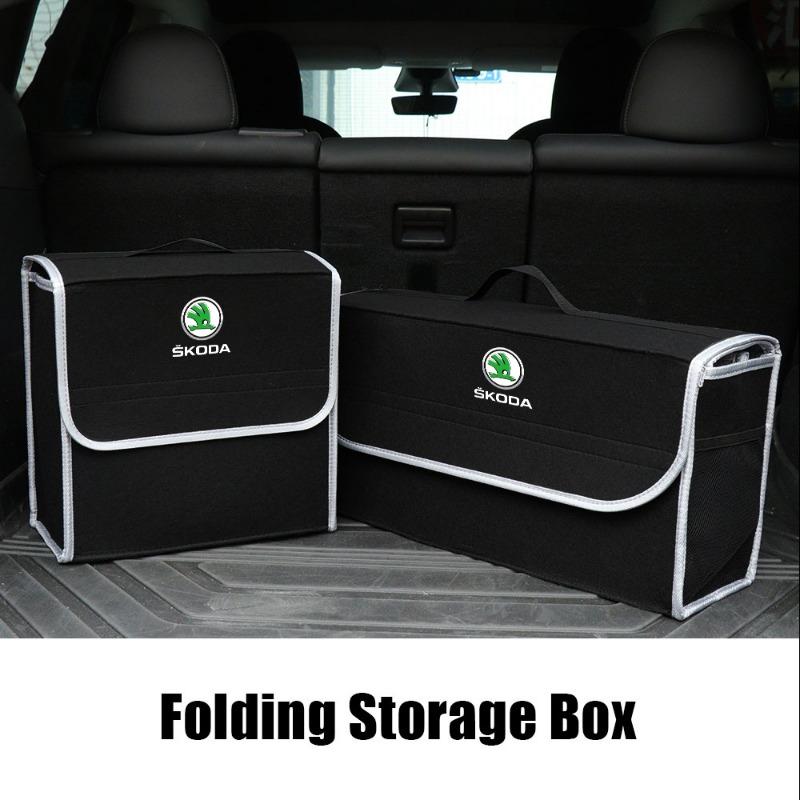 Car Soft Felt Storage Bag Organizer Car Foldable Trunk Bag Car Accessories For Skoda Octavia MK2 MK3 2 A7 Fabia Karoq Kodiaq Superb Rapid Yeti