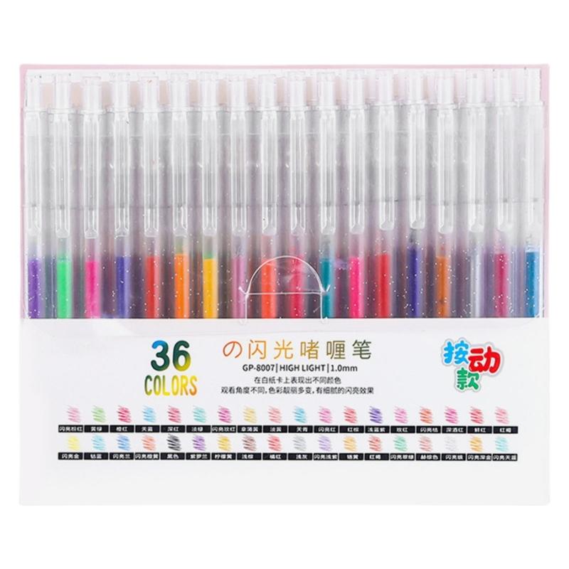 Retractable Colored Gel Inks Pen Shimmering Metallic Journaling Pen 1.0MM for Writing Drawing Journaling Scrapbooking