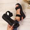 Women's Wide Width Platform Sandals, Elastic Slip-On Wedge Heels, Leopard Print Wholesale Slides for Women