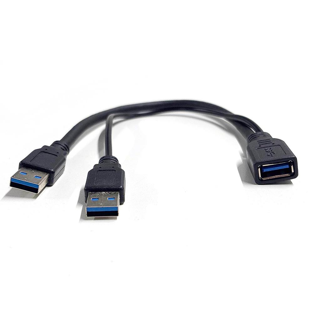 Кабель-разветвитель USB 3.0 с дополнительным питанием, от одного USB-A Female к двум USB-A Male, Y-образный разветвитель