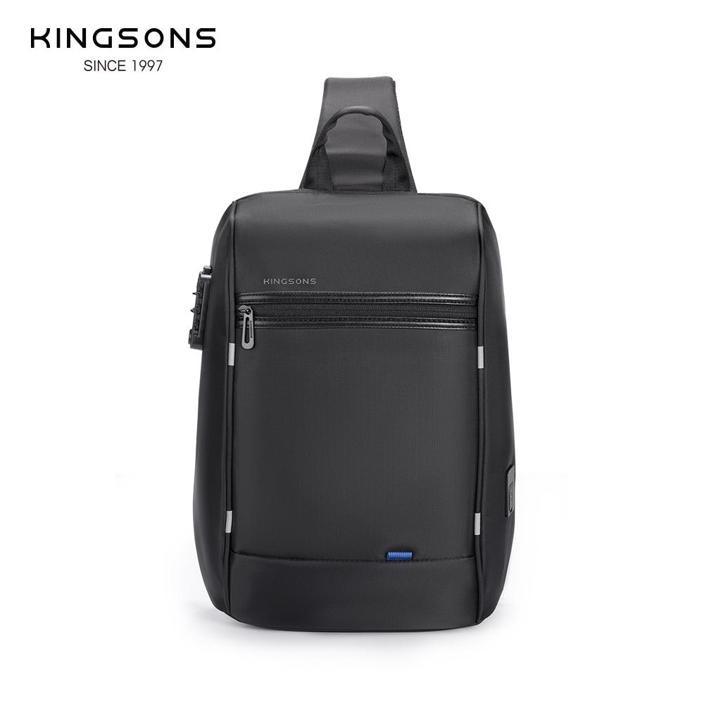 Kingsons Anti-theft Men Chest Bag 14 Inch Laptop Bag Single Shoulder Messenger Bag Waterproof Crossbody Bag With USB Charging Port&TSA Customs Lock