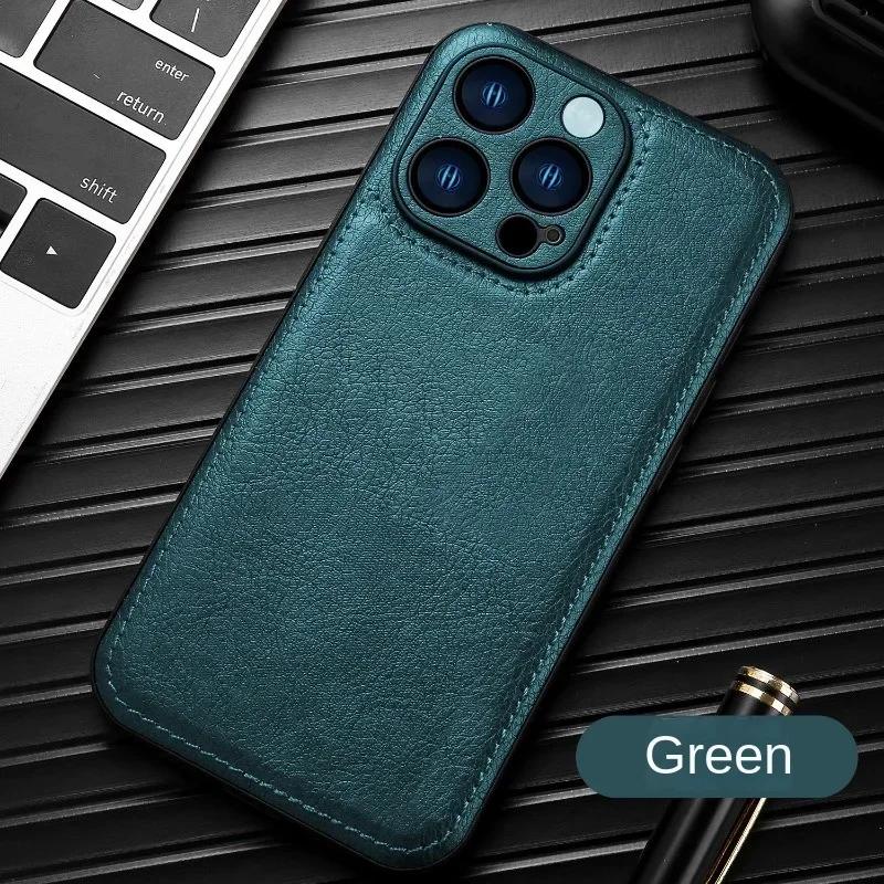 Роскошный кожаный чехол для iPhone 16 15 14 13 12 11 Pro Max X XR XS 7 8 Plus SE Business Camera Frame Protection Cover