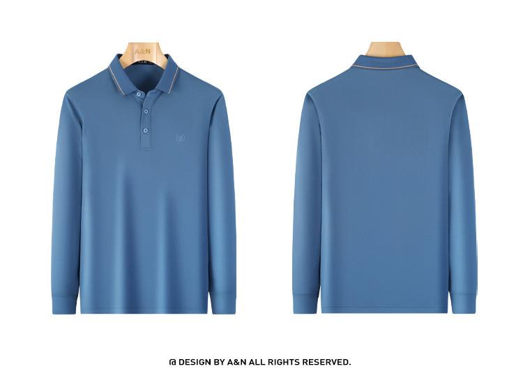 Brand customization: long sleeved polo shirt made of mulberry silk and long staple cotton, men's spring and autumn business solid color base T-shirt