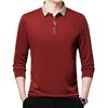 Men Long Sleeve Polo Shirt Solid Color Turn Down Collar Loose Fit Business Casual Top Autumn
