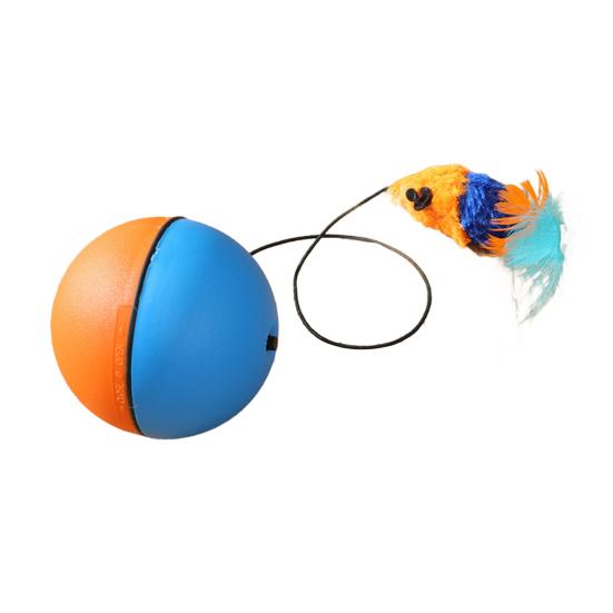 Автоматическая игрушка для кошек с катящимся мячом, интерактивная умная движущаяся игрушка с активируемым движением хвоста, электрическая игрушка для обогащения домашних животных для собак и кошек