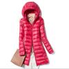 Winter  Womens Down Jackets Long Ultra Light Thin Casual Coat Puffer Jacket Slim Remove Hooded Parka