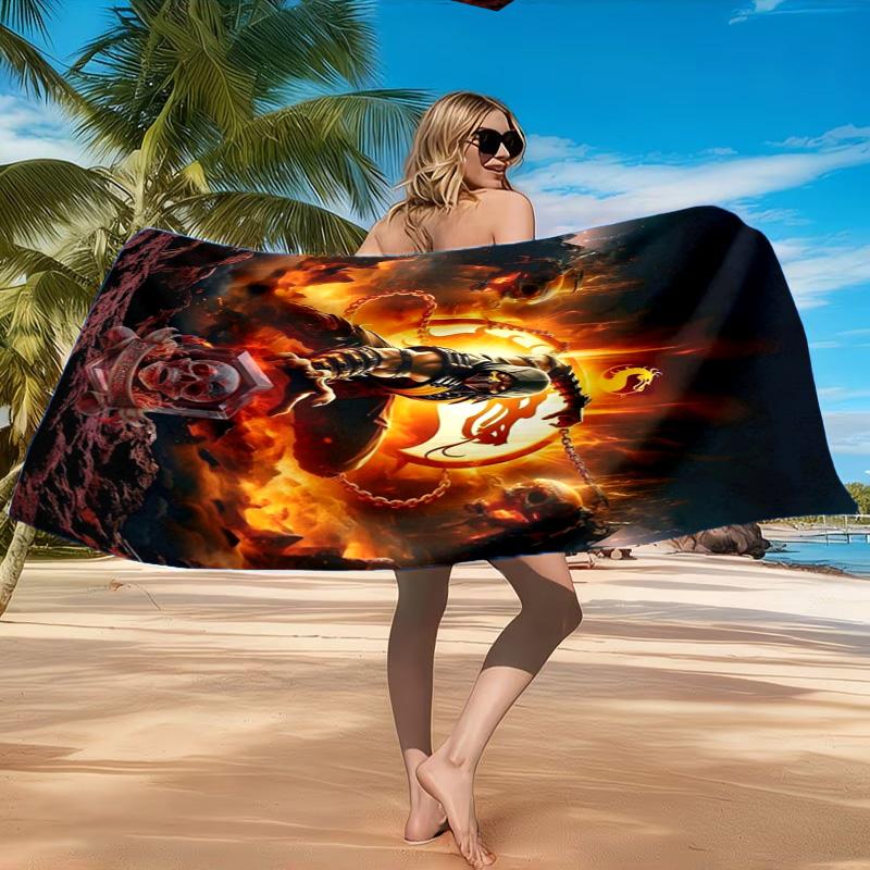 Dark Warrior's Mortal Kombat Beach Towel, Quick-drying, Easy to Care for, Suitable for Both Fitness and Beach Vacations,Sports Essential