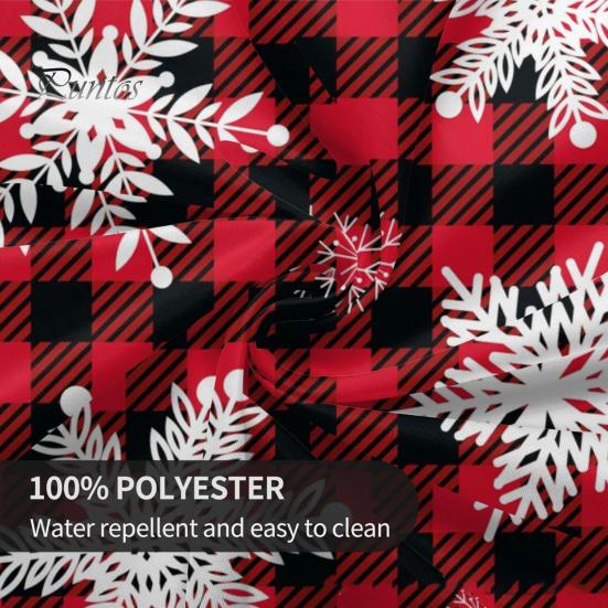 Christmas Table Cloth Snowflake Plaid Print New Year Style Round Shape Easy Care Table Protection Banquets Dining Room Kitchen Party Decoration