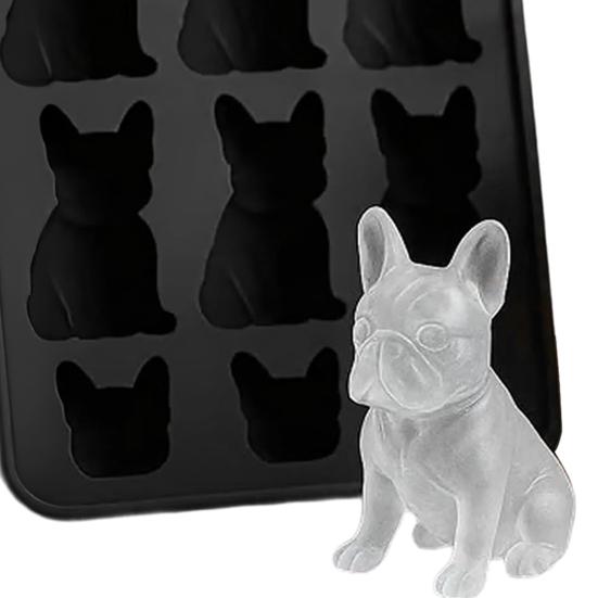 2Pcs French Bulldog Ice Model Silicone Mold Large 3D Ice Sculptures Maker Dishwasher Safe Ice Mold Easy Demolding Ice Mold