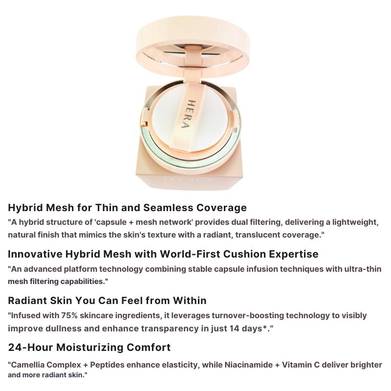 Hera НОВАЯ тональная основа Reflection Skin Glow Cushion SPF40/PA++ 15 г x 2