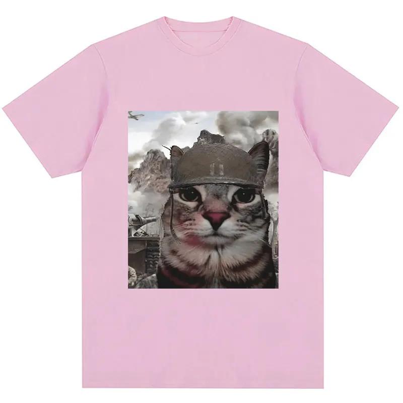 Футболка с забавным мемом Thousand Yard Stare Cat, винтажная футболка высокого качества для мужчин и женщин, свободного покроя, уличная одежда