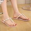 Herringbone Slippers for Women In Summer with Simple Flat Bottoms,  Clippings, Women's Slippers with Pearl Decoration, Herringbone Slippers
