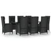 VidaXL 9pcs Garden Dining Set and Cushions Black Wicker, Dining Set, Dining Set 3185194