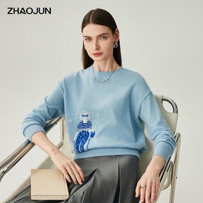 Женский джемпер Zhao Jun из 100% кашемира с круглым вырезом