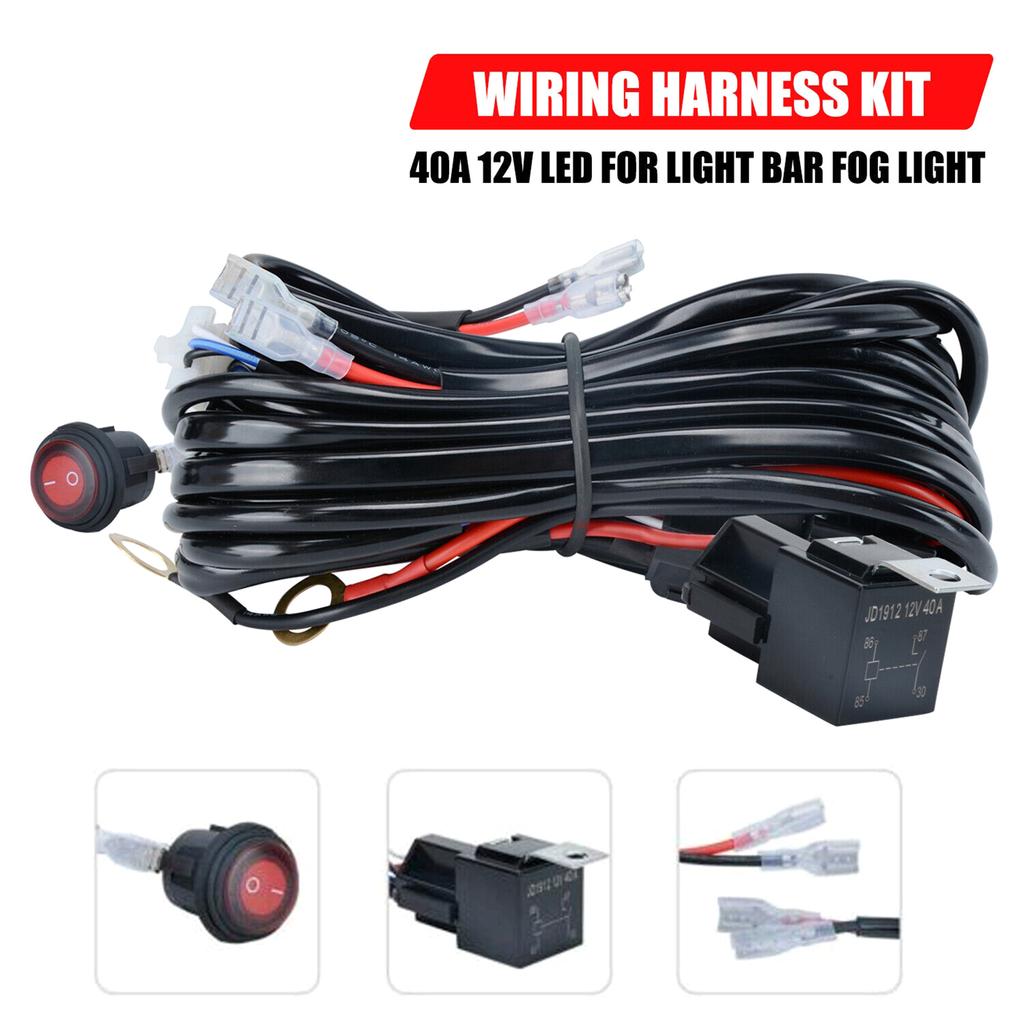 LED Light Bar Wiring Harness Kit,2 Leads 12V On Off Switch Power Relay Blade Fuse for LED Work Light