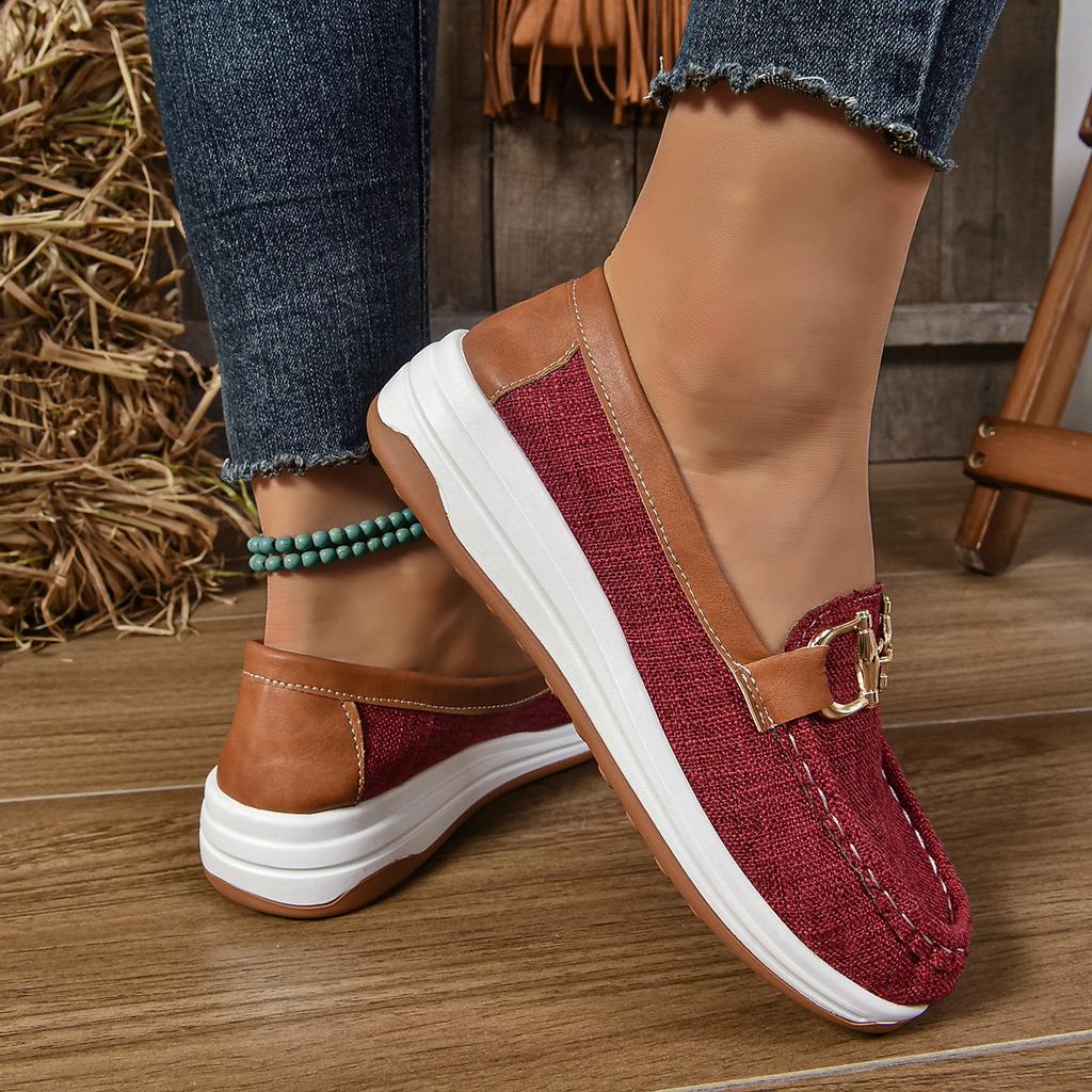 Большой размер 2025 Весна и Осень Новая Повседневная обувь В полоску Металлическая цепочка Обувь с низким верхом Легкая Обувь с круглым носком