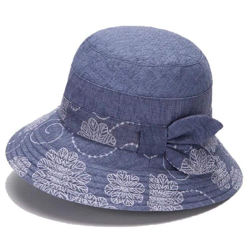 Bucket Womens Hat Cotton Rose Flower Bow Sunscreen Sun Hat Spring Adjustable Hat Breathable Vintage Fisherman Hat Basin Hat