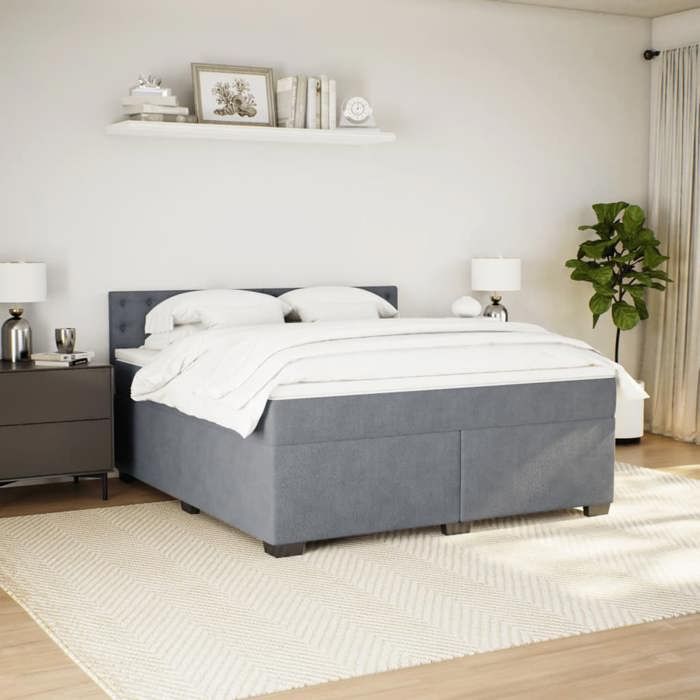 Maison Exclusive - Sommier à lattes de lit et matelas Gris foncé 180x200cm Velours