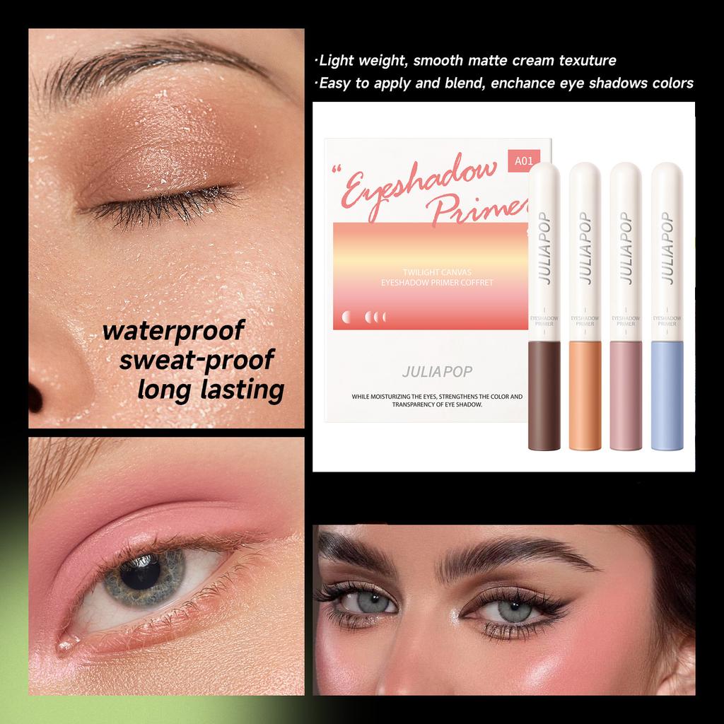 Matte Eyeshadow Primer 4 Colour Set Colour Primer Crouching Waterproof Eyeshadow Matte Showcase