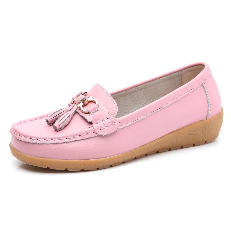 2025 Spring Autumn Shoes Woman Tassel Cow Leather Flats Women Slip On Women's Loafers Female Moccasins Shoe Large Size 35-43
