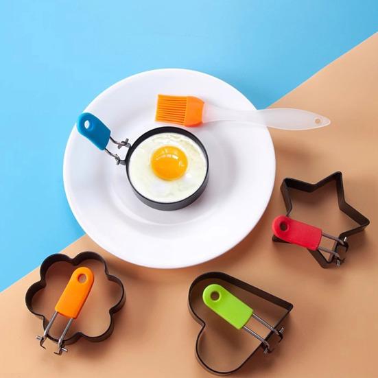 Форма для яиц в форме сердца из нержавеющей стали, антипригарное покрытие, цветок, звезда, блин, омлет