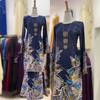 Vintage Style Long Dress With 3d Printed Pattern For Business Casual And Evening Wear