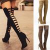 New Long Barrel High Heel Women's Boots 2025 Fashion Pointed Back Hollow Thin Heel Large Size 40-43 Women's Boots