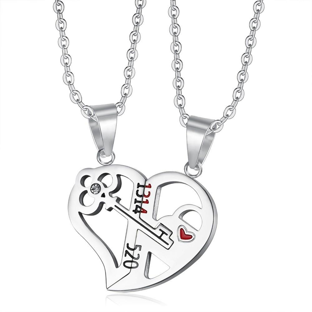 Personalized Design Couple Necklace Titanium Steel Heart Shape Necklace Couple Accessories