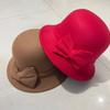Европейский и американский стиль Осенне-зимняя шляпа Повседневная шляпа с бантом Женская шляпа Сладкая теплая шляпа-цилиндр