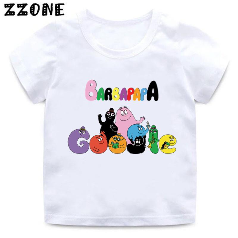 Hot Sale Cute Barbapapa Print Cartoon Kids TShirts Girls Clothes Baby Boys Short Sleeve T shirt Summer Children Topsooo5162