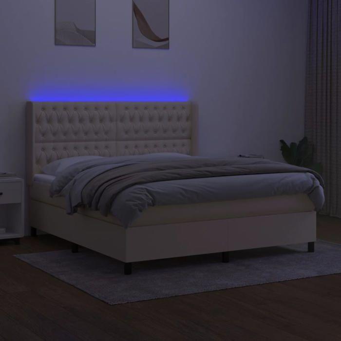 Maison Exclusive - Sommier à lattes de lit matelas et LED Crème 180x200 cm Tissu