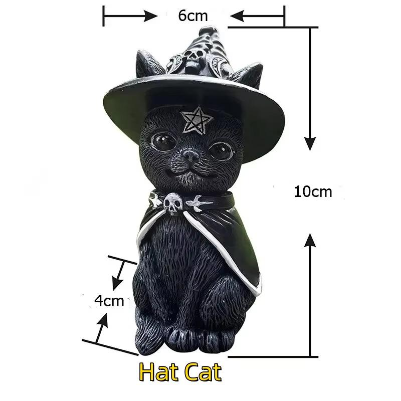 Таинственная черная статуя кошки, милая статуя кошки, ведьмы, украшение для рабочего стола, рисованная вручную скульптура на Хэллоуин, 1 шт.